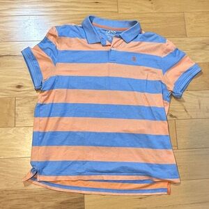 Striped Polo Shirt - Blue and Orange